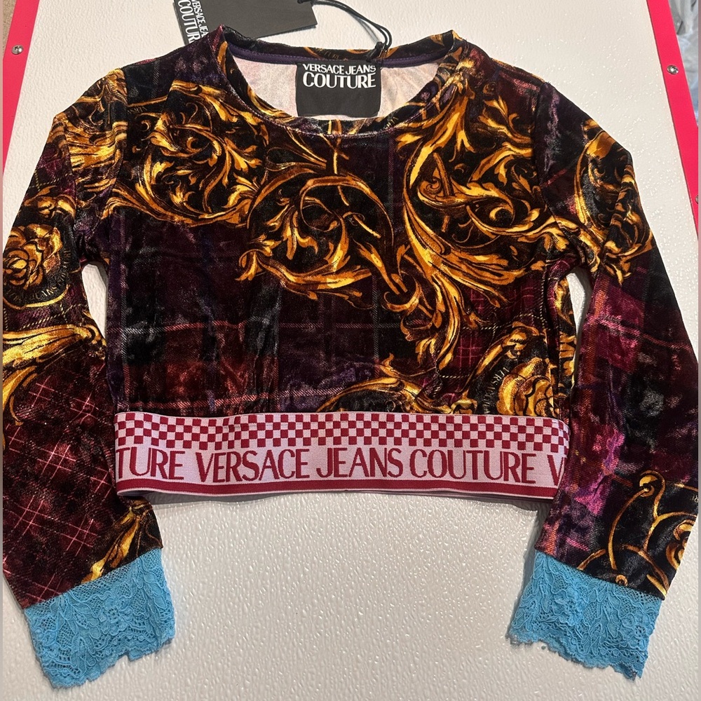 NWT. Versace Jeans Couture | Velvet Crop Top